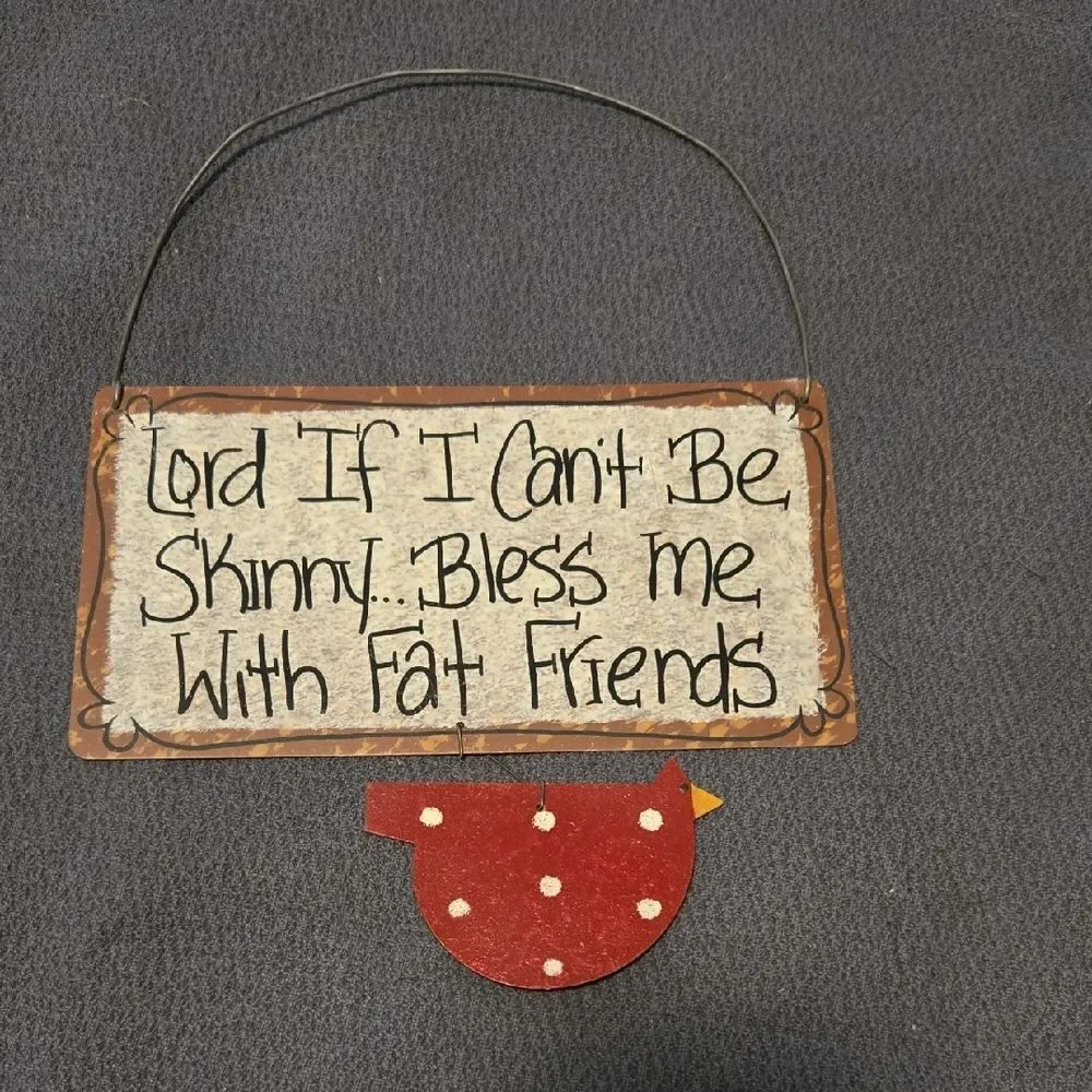 Decorative Sign with Red Bird Accent
